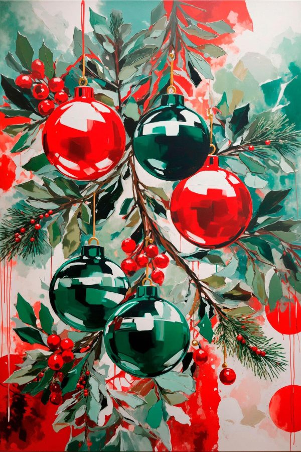 Painting of ornaments on a branch Painting of ornaments on a branch