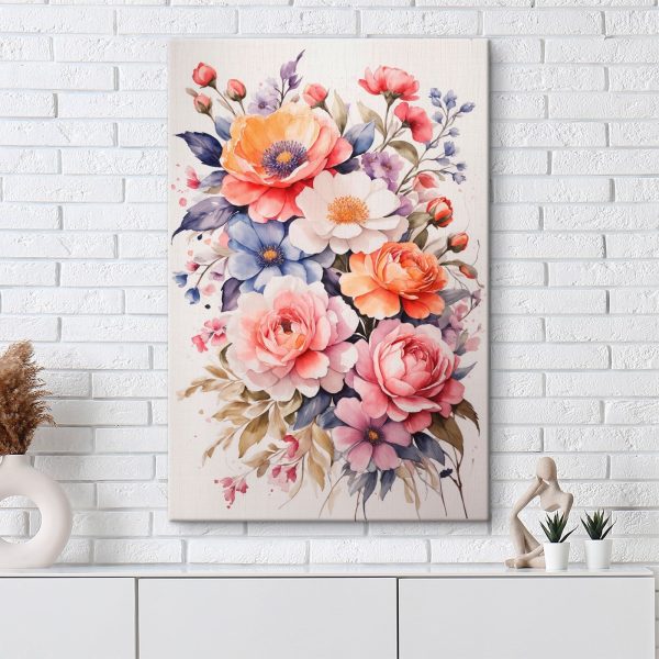 Painting of flowers on a white surface Painting of flowers on a white surface