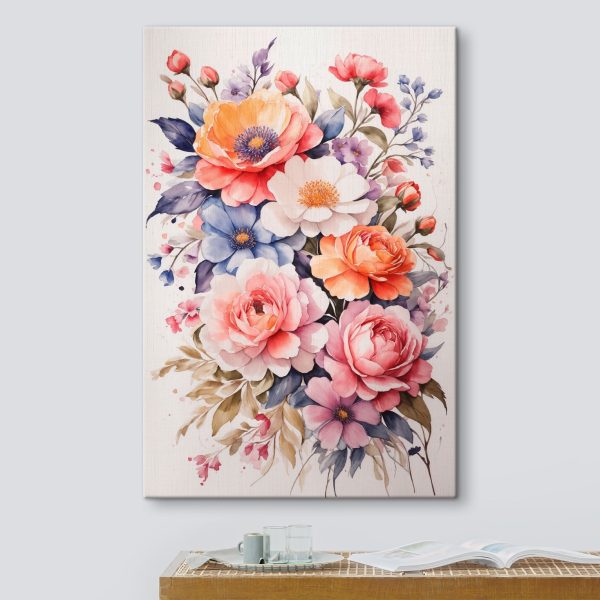 Painting of flowers on a white surface Painting of flowers on a white surface