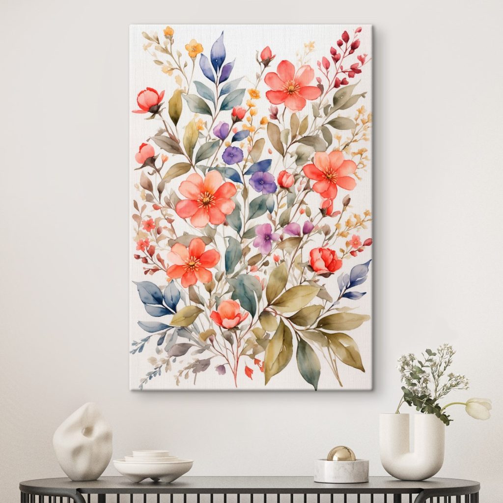 Painting of flowers and leaves Painting of flowers and leaves