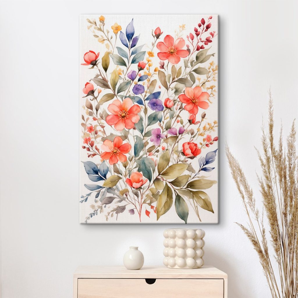 Painting of flowers and leaves Painting of flowers and leaves