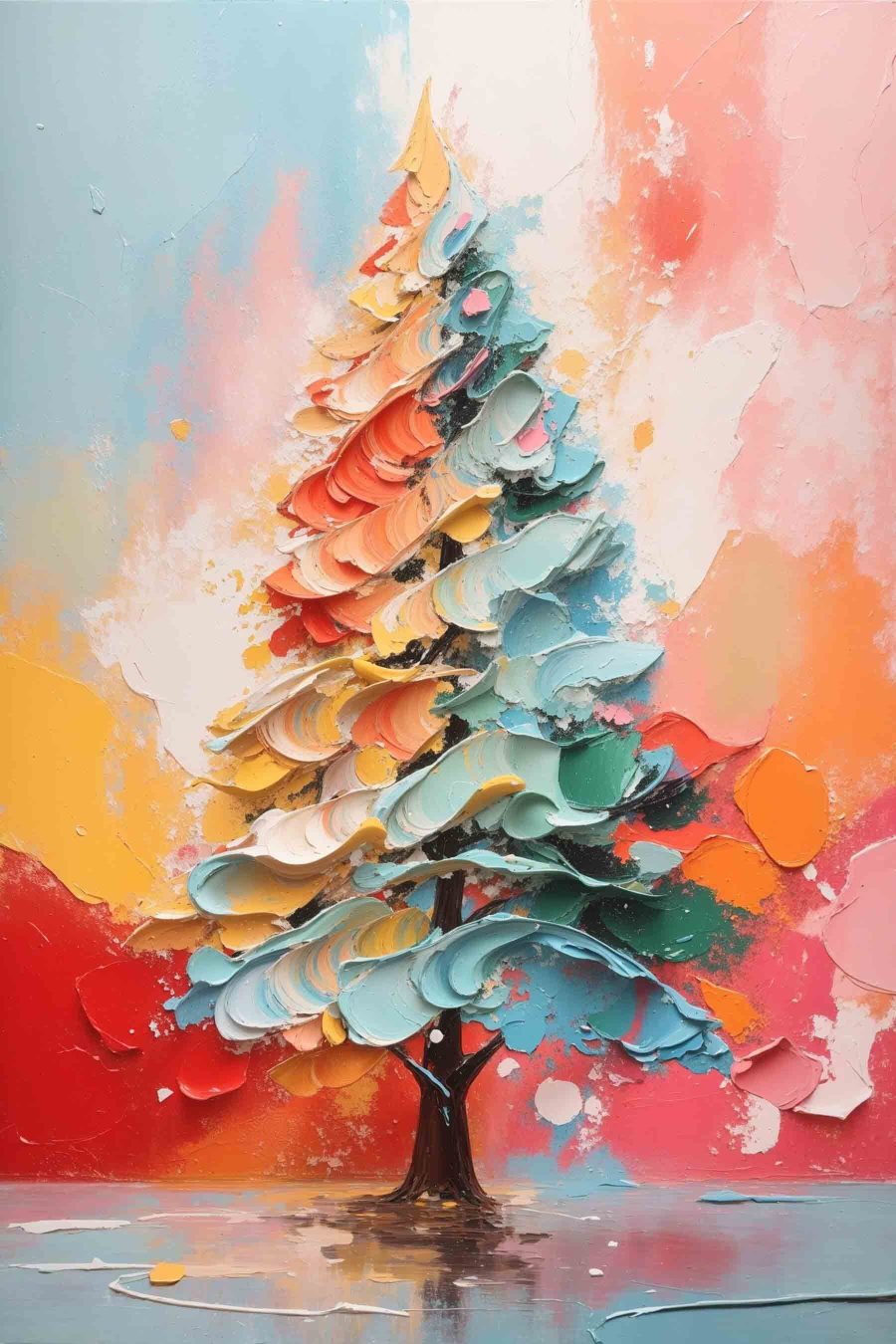 Painting of a tree with different colors Painting of a tree with different colors