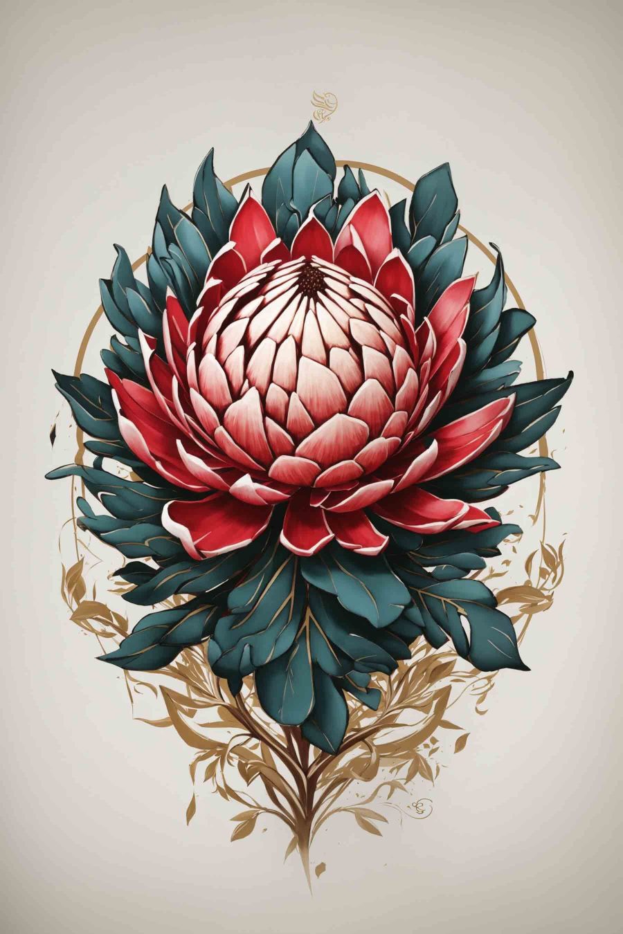 Blossoming Elegance in Crimson and Emerald Blossoming Elegance in Crimson and Emerald
