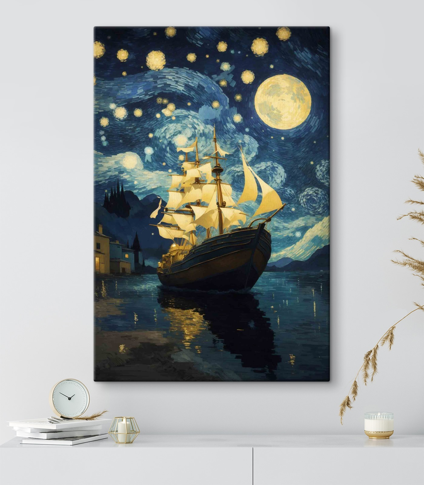 Painting of a ship in the water Painting of a ship in the water