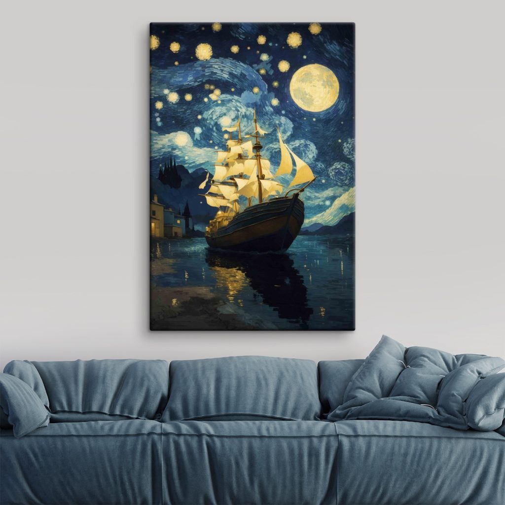 Painting of a ship in the water Painting of a ship in the water