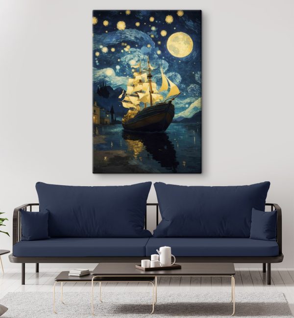 Painting of a ship in the water Painting of a ship in the water