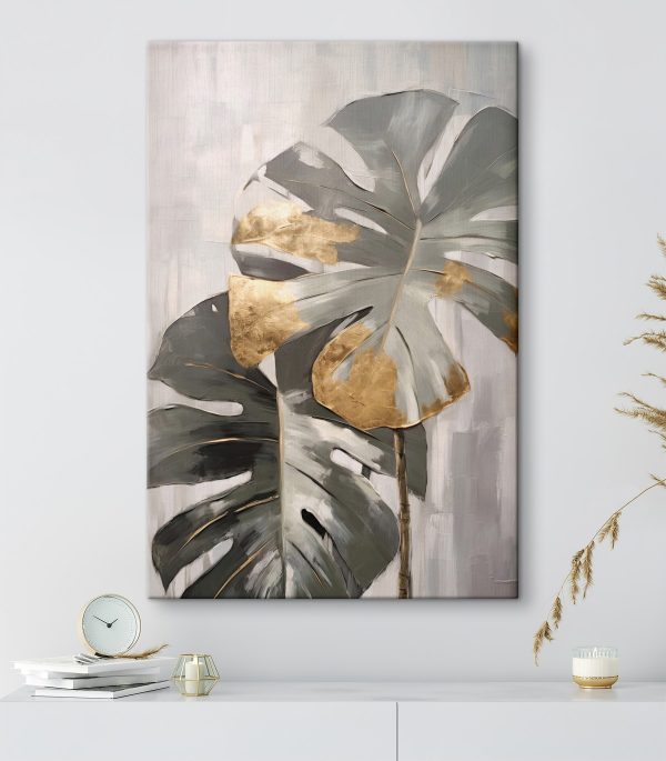 Abstract Monstera with Metallic Accents Abstract Monstera with Metallic Accents