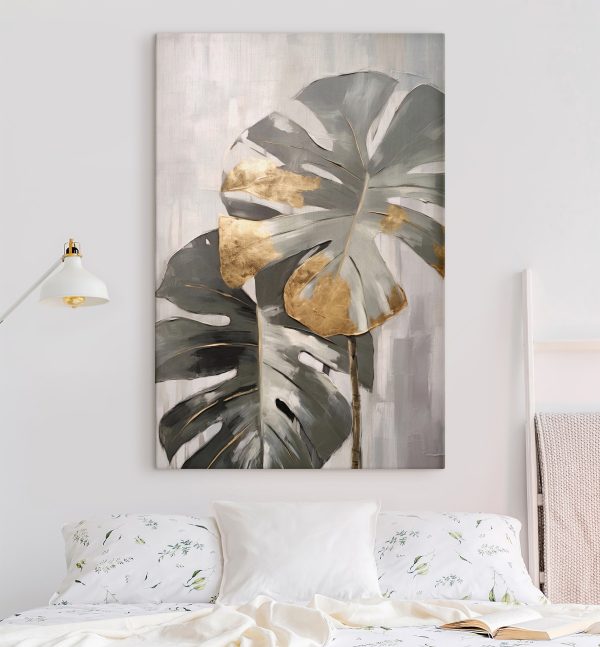 Abstract Monstera with Metallic Accents Abstract Monstera with Metallic Accents