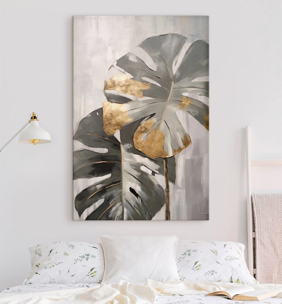 Abstract Monstera with Metallic Accents Abstract Monstera with Metallic Accents