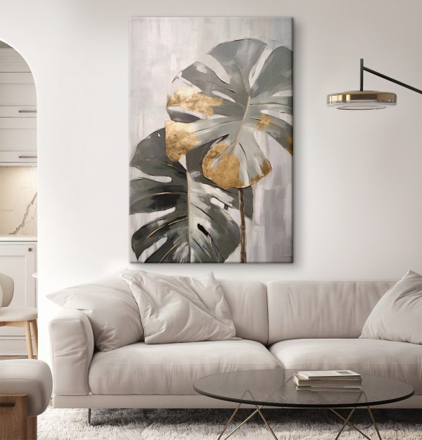 Abstract Monstera with Metallic Accents Abstract Monstera with Metallic Accents