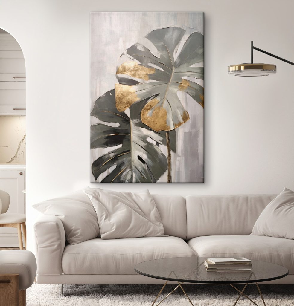 Abstract Monstera with Metallic Accents Abstract Monstera with Metallic Accents