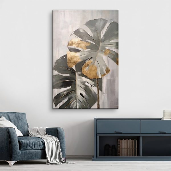 Abstract Monstera with Metallic Accents Abstract Monstera with Metallic Accents