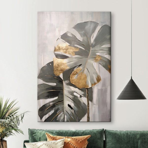 Abstract Monstera with Metallic Accents Abstract Monstera with Metallic Accents