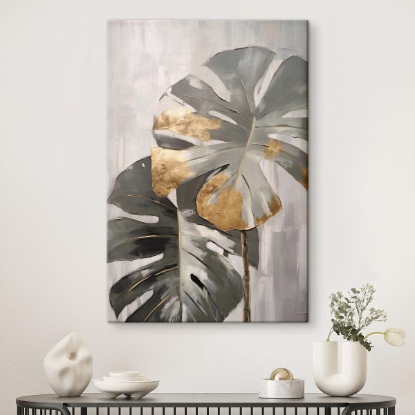 Abstract Monstera with Metallic Accents Abstract Monstera with Metallic Accents