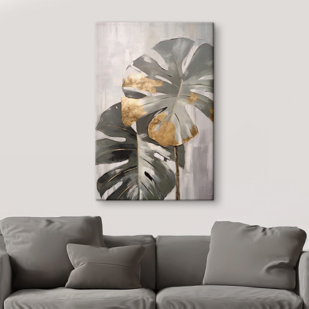 Abstract Monstera with Metallic Accents Abstract Monstera with Metallic Accents
