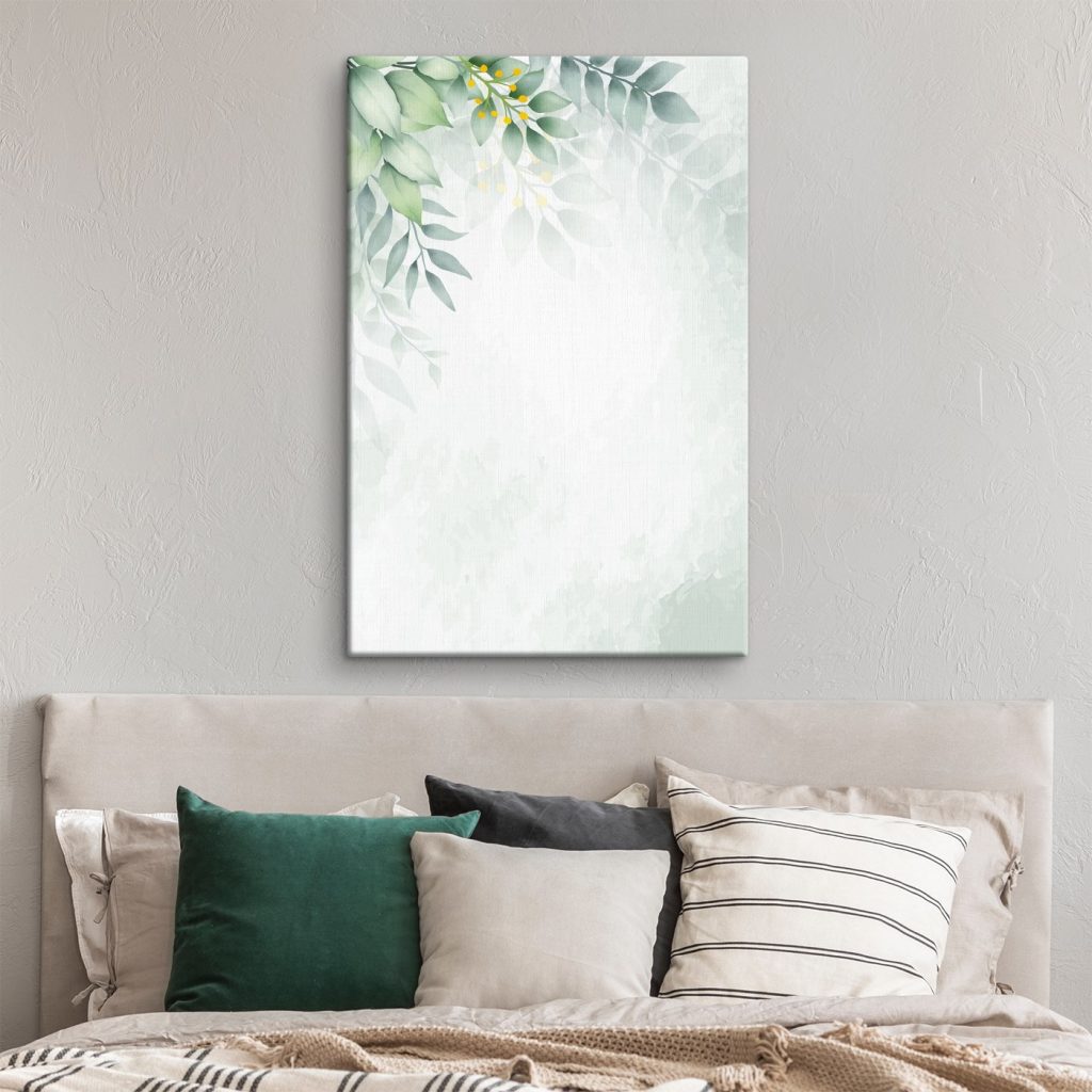White background with green leaves White background with green leaves