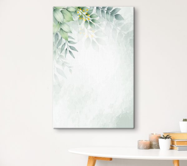 White background with green leaves White background with green leaves