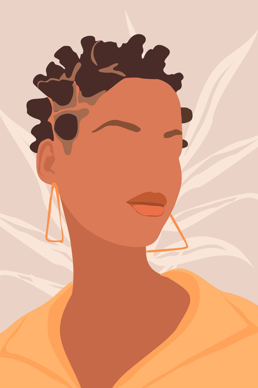 Woman with short hair wearing earrings Woman with short hair wearing earrings