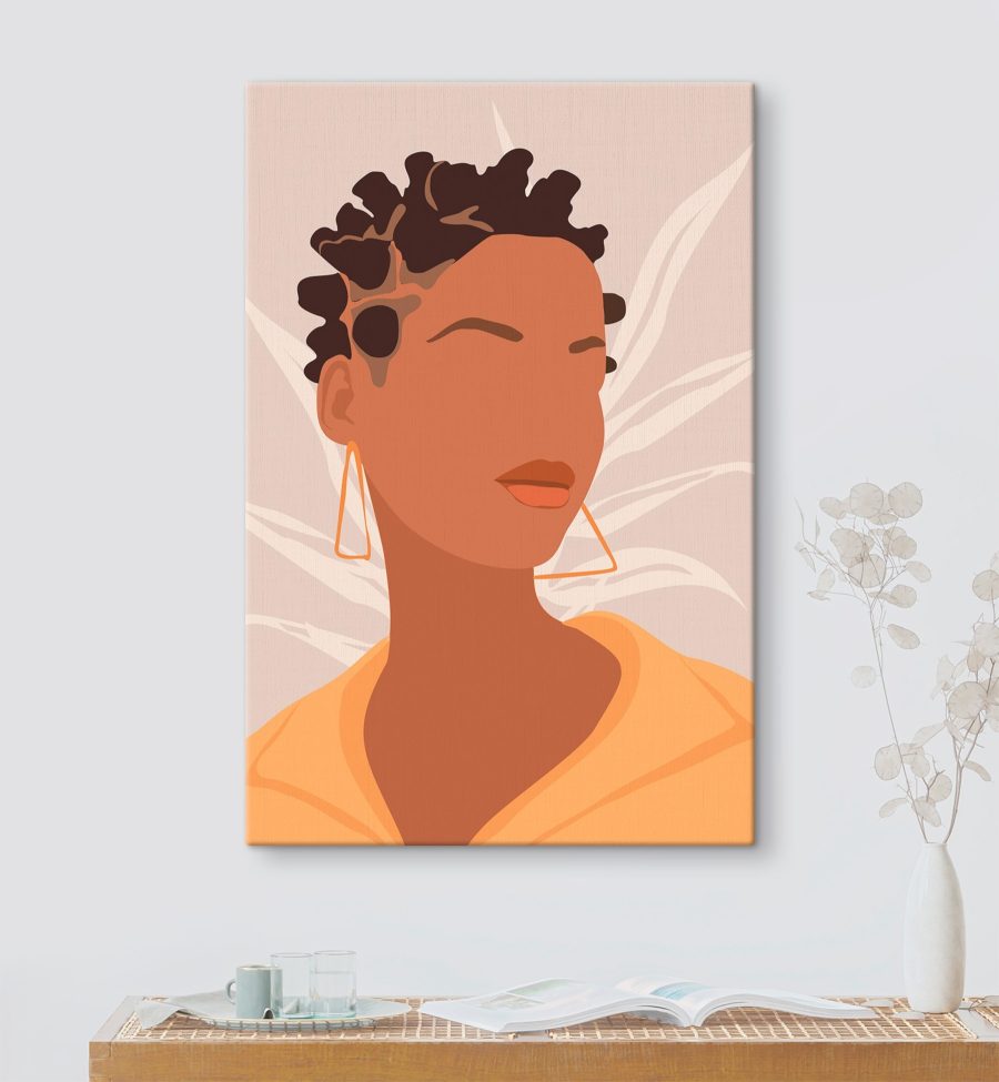 Woman with short hair wearing earrings Woman with short hair wearing earrings