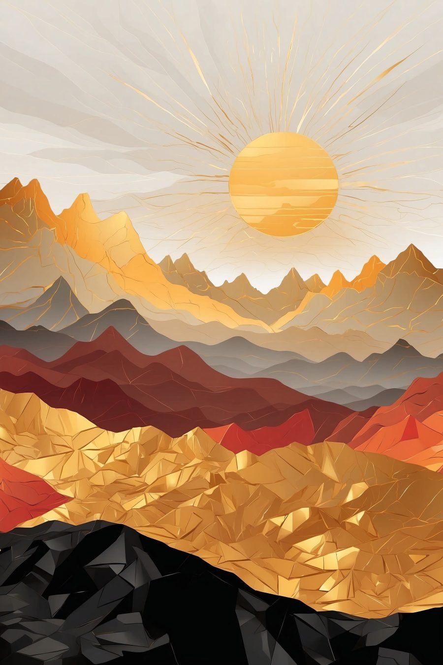 Mountain range with sun in the background Mountain range with sun in the background