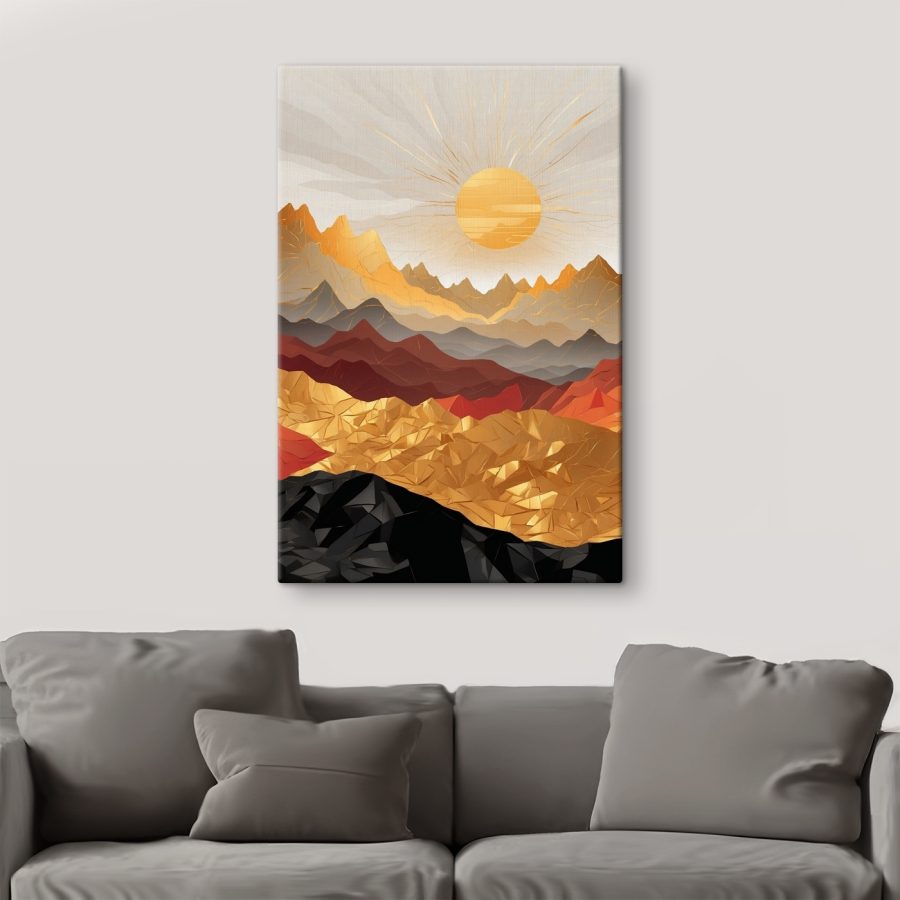 Mountain range with sun in the background Mountain range with sun in the background