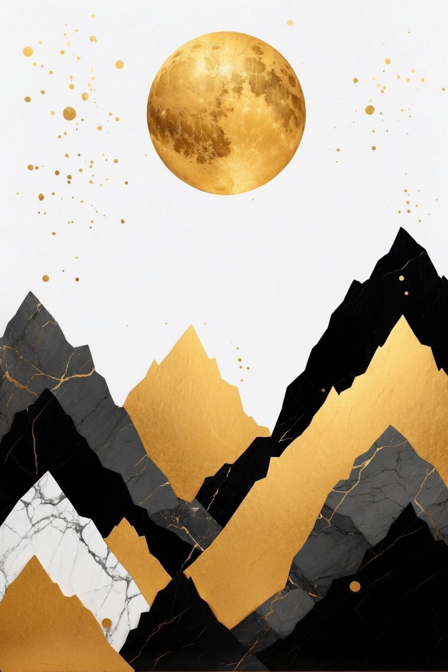 Moon over mountains and a moon Moon over mountains and a moon