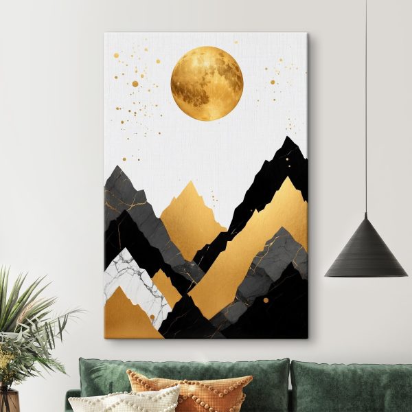Moon over mountains and a moon Moon over mountains and a moon