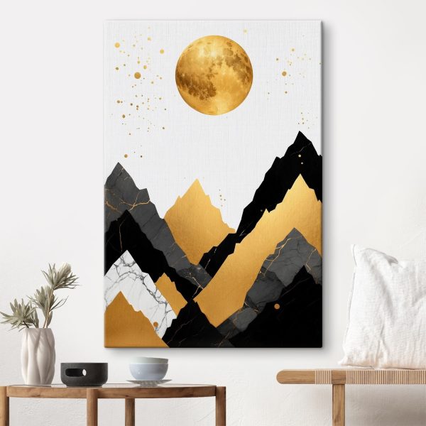 Moon over mountains and a moon Moon over mountains and a moon