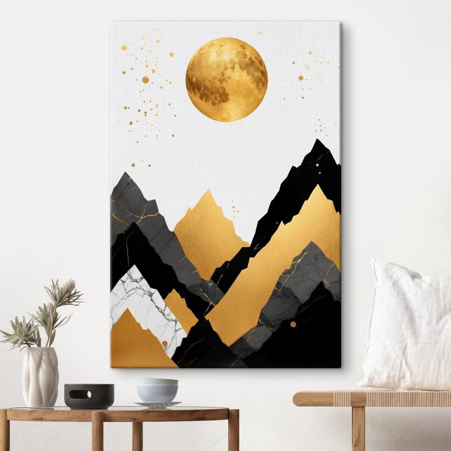 Moon over mountains and a moon Moon over mountains and a moon