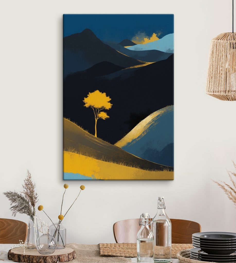 Yellow tree on a hill