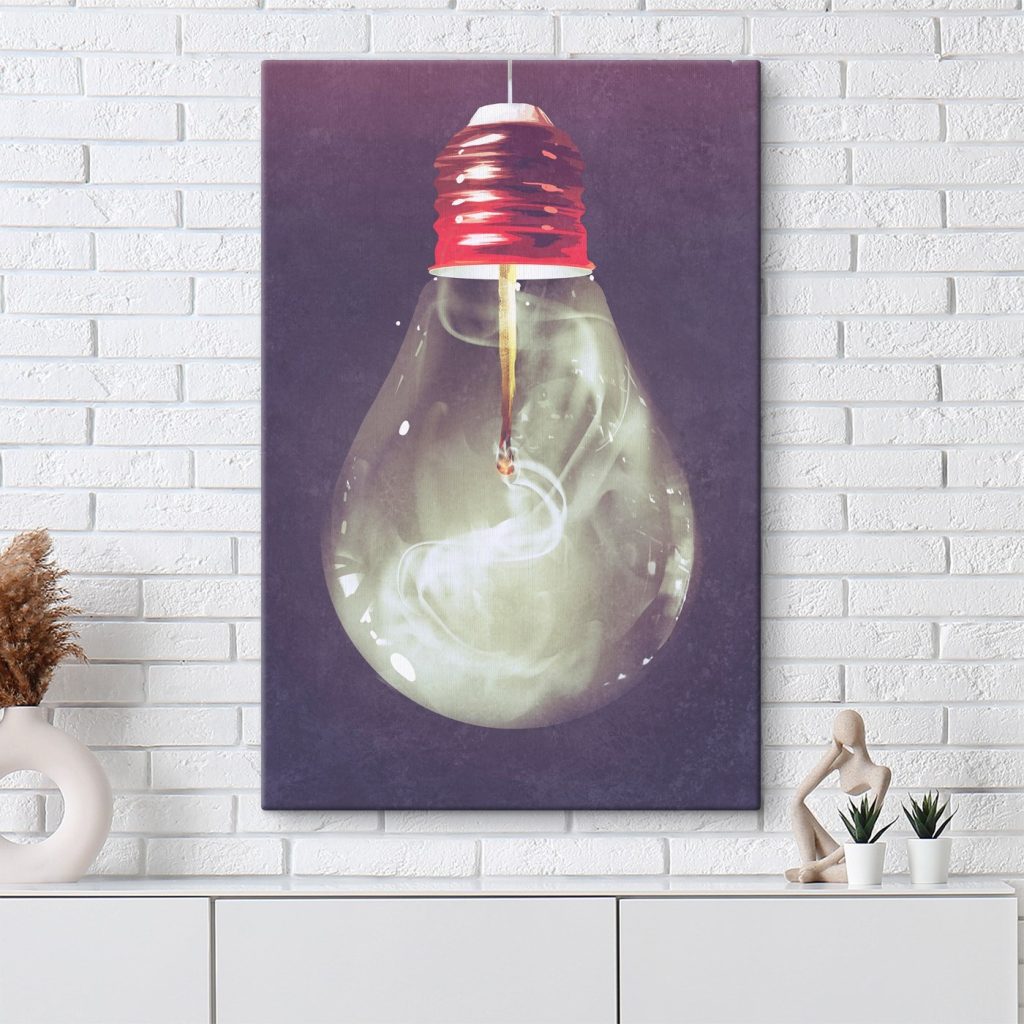 Light bulb with a fire Light bulb with a fire