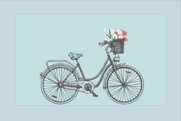 Bicycle with flowers in a basket Bicycle with flowers in a basket