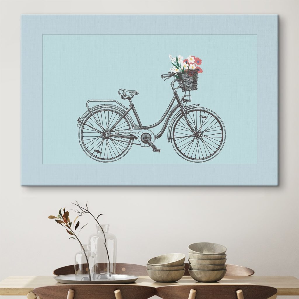 Bicycle with flowers in a basket Bicycle with flowers in a basket