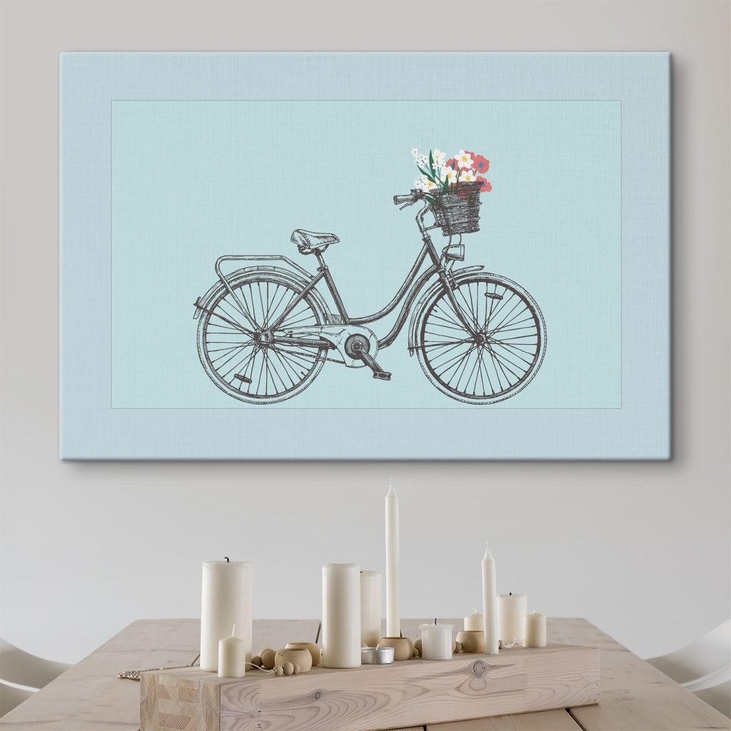 Bicycle with flowers in a basket Bicycle with flowers in a basket