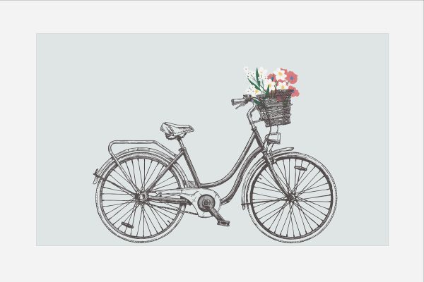 Bicycle with flowers in a basket Bicycle with flowers in a basket