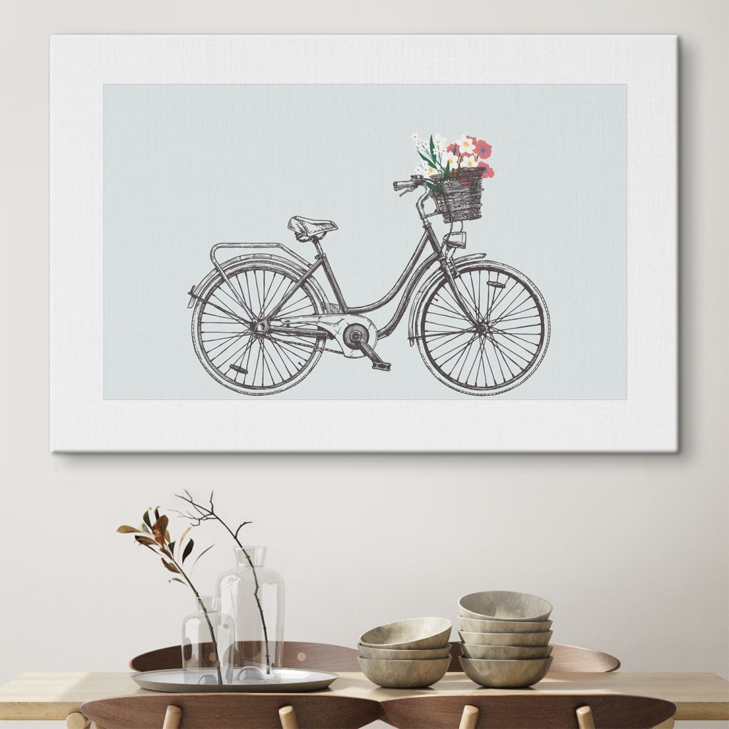 Bicycle with flowers in a basket Bicycle with flowers in a basket