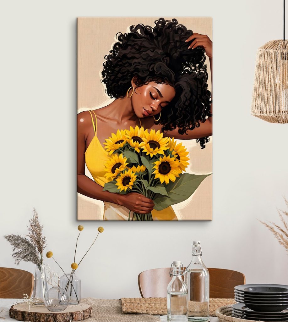 Woman holding a bouquet of sunflowers Woman holding a bouquet of sunflowers