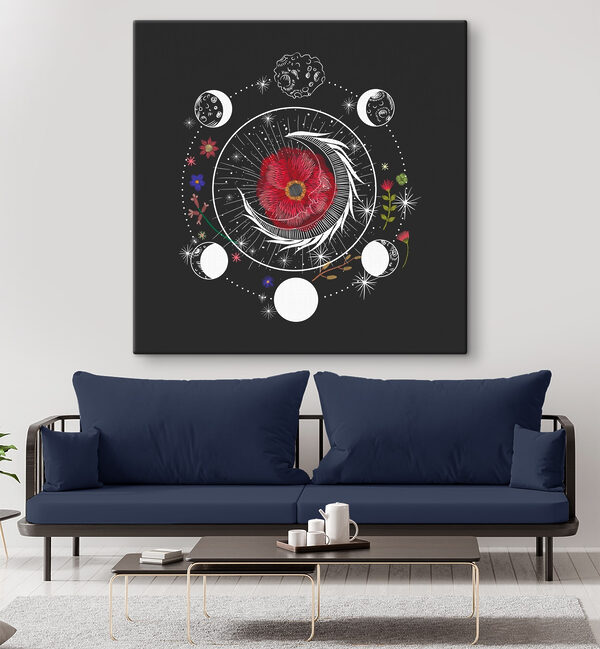 Drawing of a flower and moon phases Drawing of a flower and moon phases