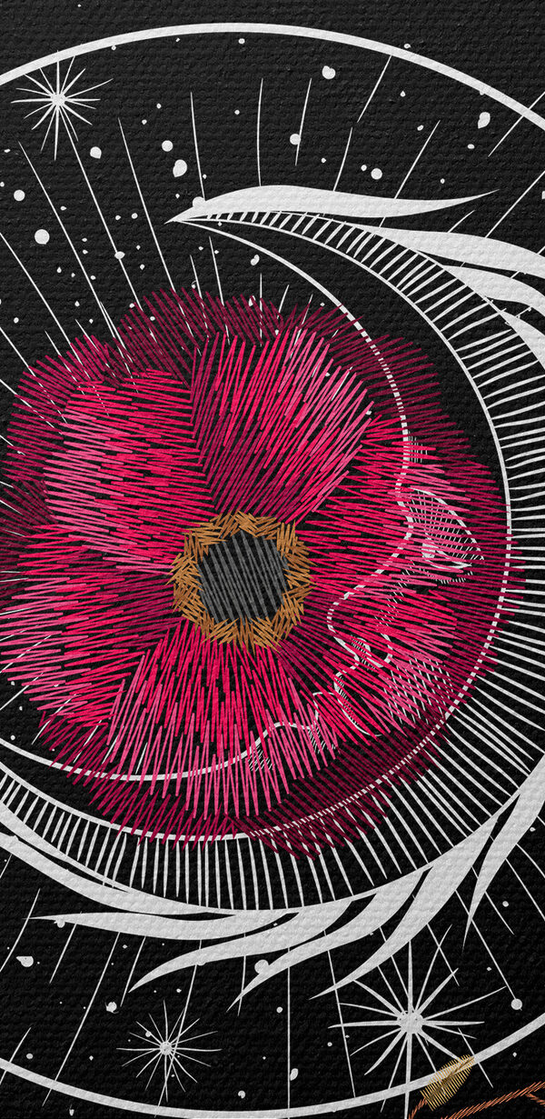 Drawing of a flower and moon phases Drawing of a flower and moon phases