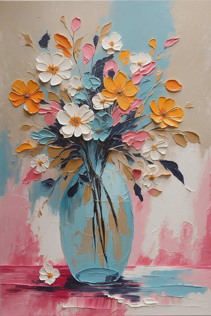 Painting of flowers in a vase
