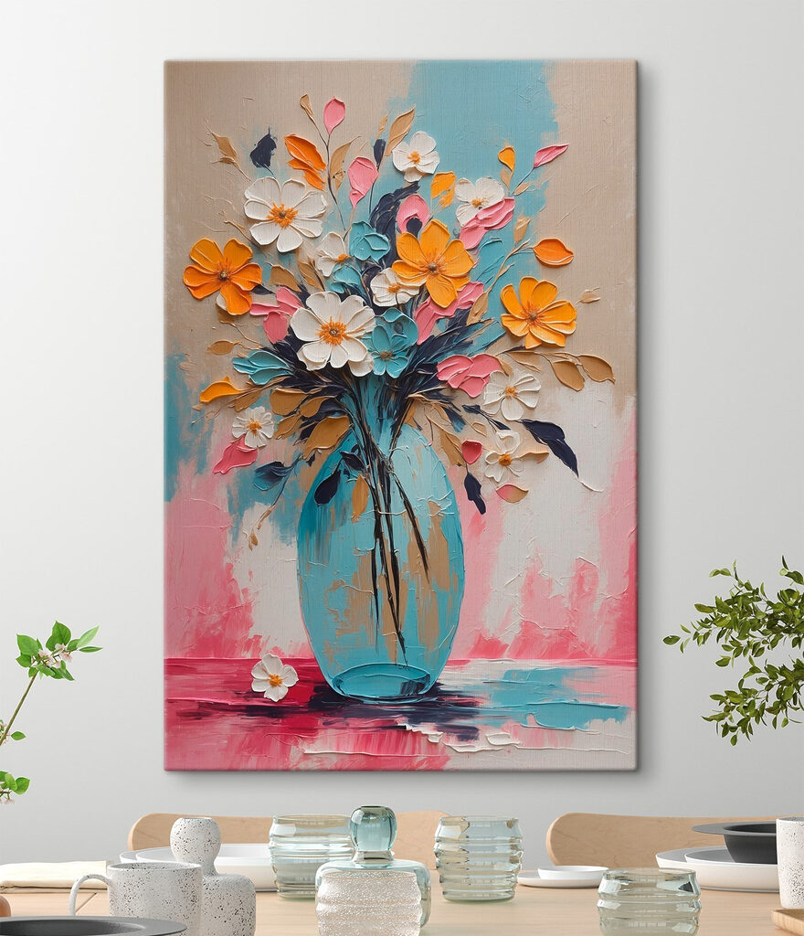 Painting of flowers in a vase