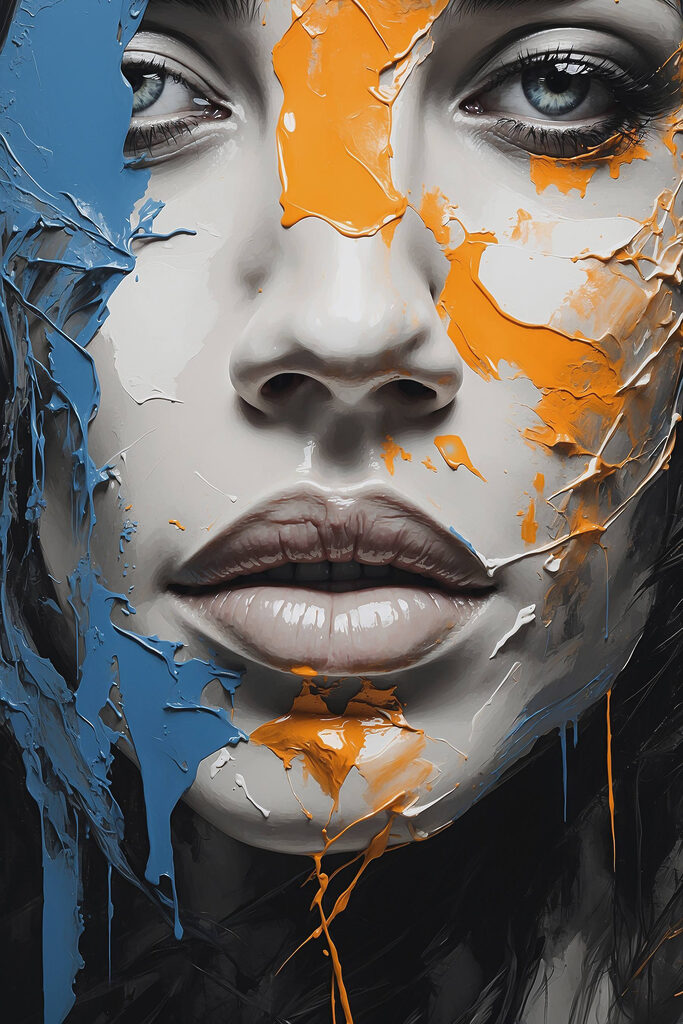 Woman with paint on her face Woman with paint on her face