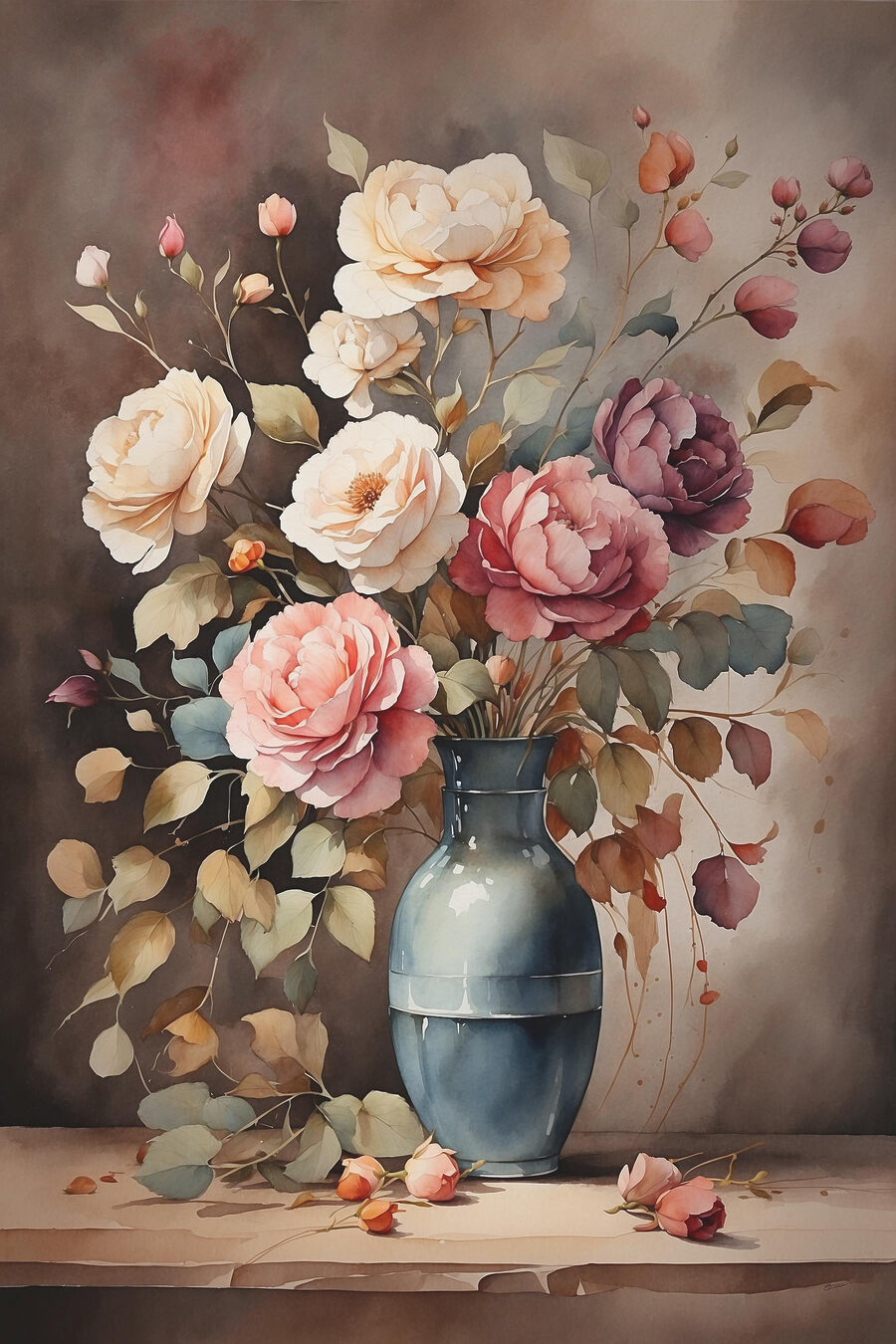 Painting of flowers in a vase Painting of flowers in a vase