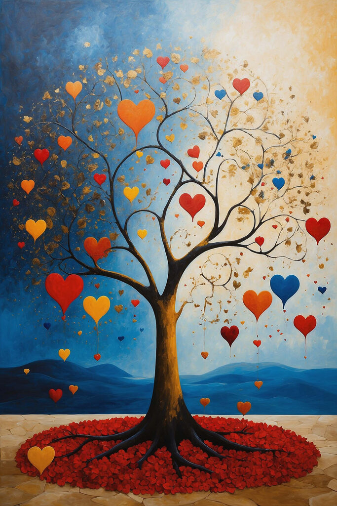 Tree with hearts from it Tree with hearts from it