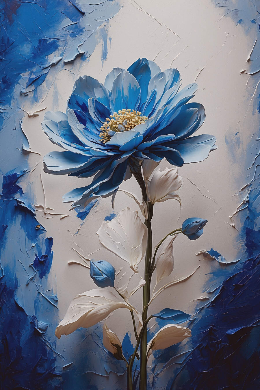 Blue flower with white leaves Blue flower with white leaves