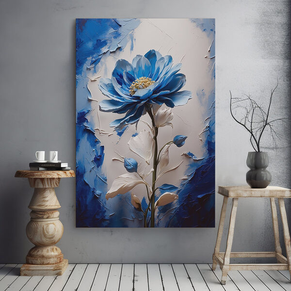 Blue flower with white leaves Blue flower with white leaves