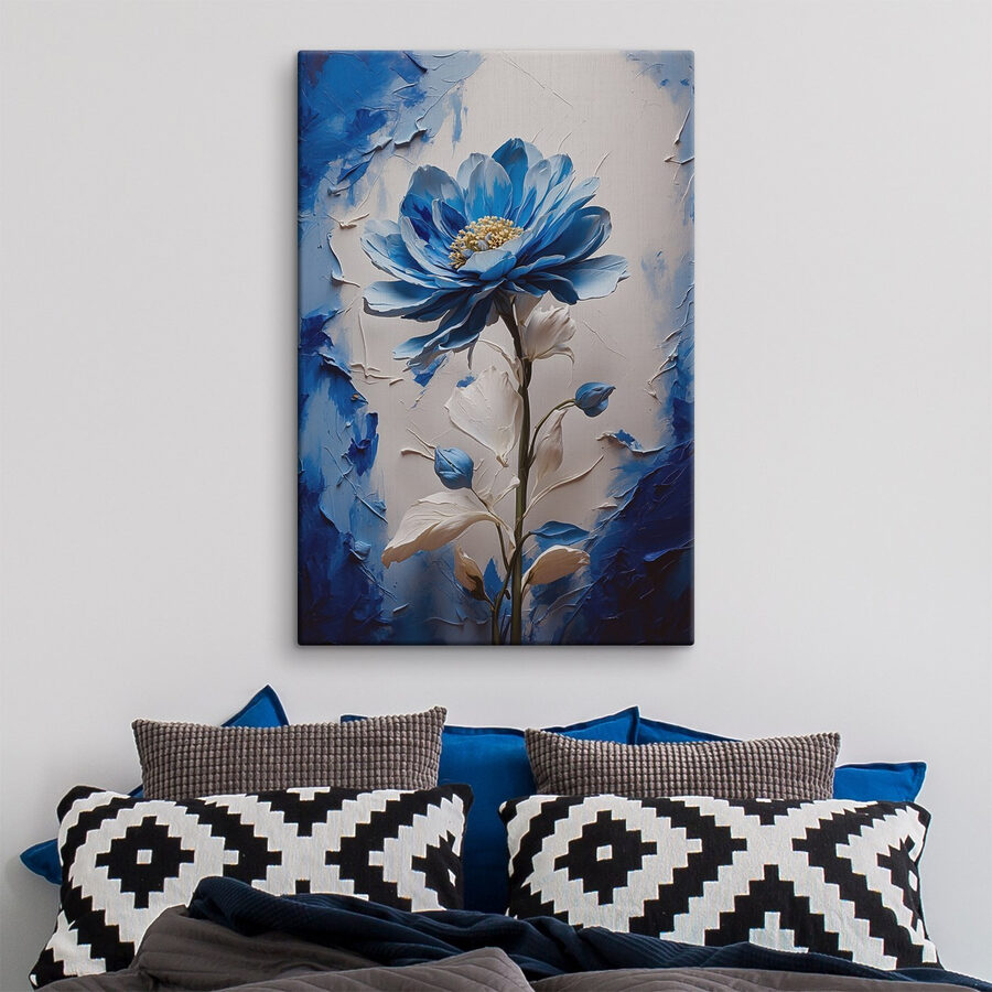 Blue flower with white leaves Blue flower with white leaves