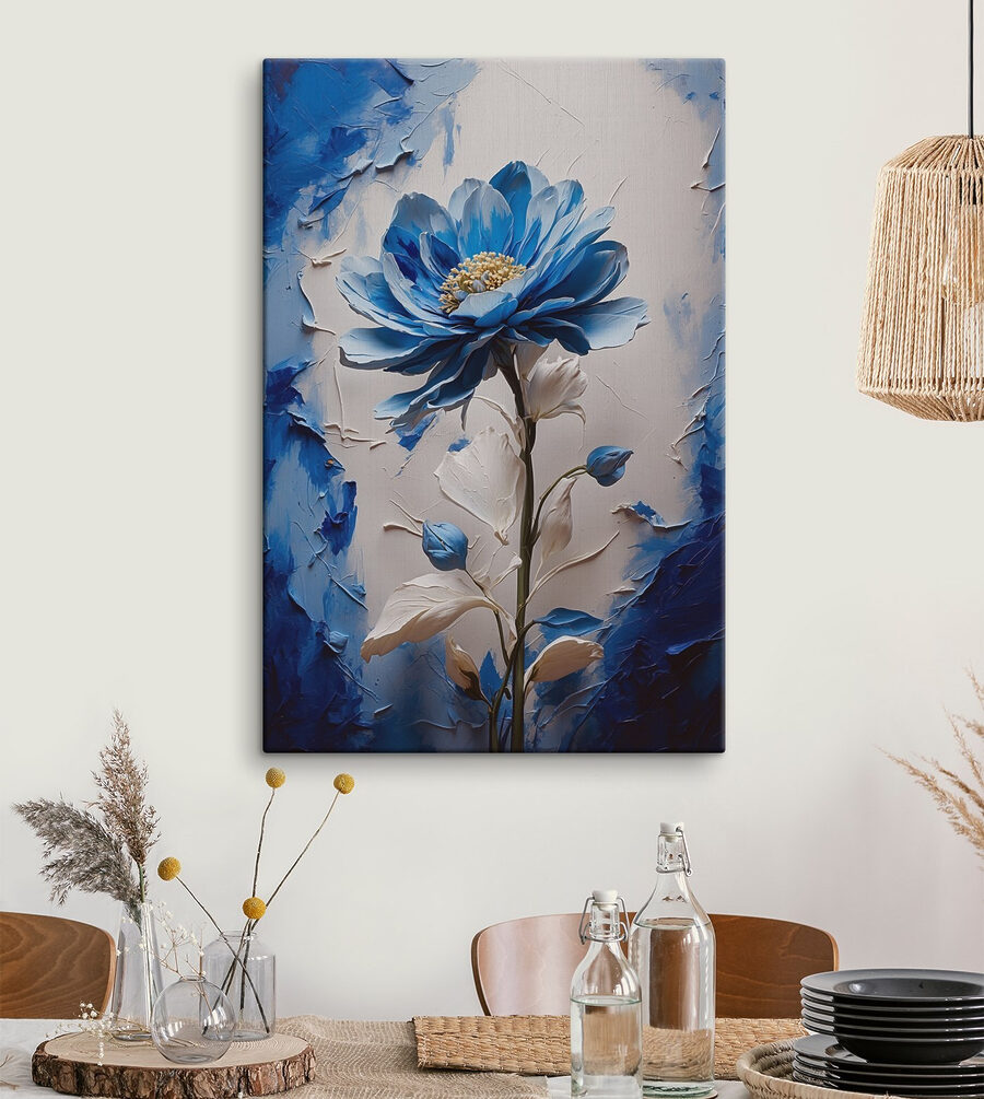 Blue flower with white leaves Blue flower with white leaves