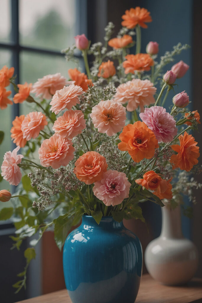 Vase of flowers in front of a window Vase of flowers in front of a window