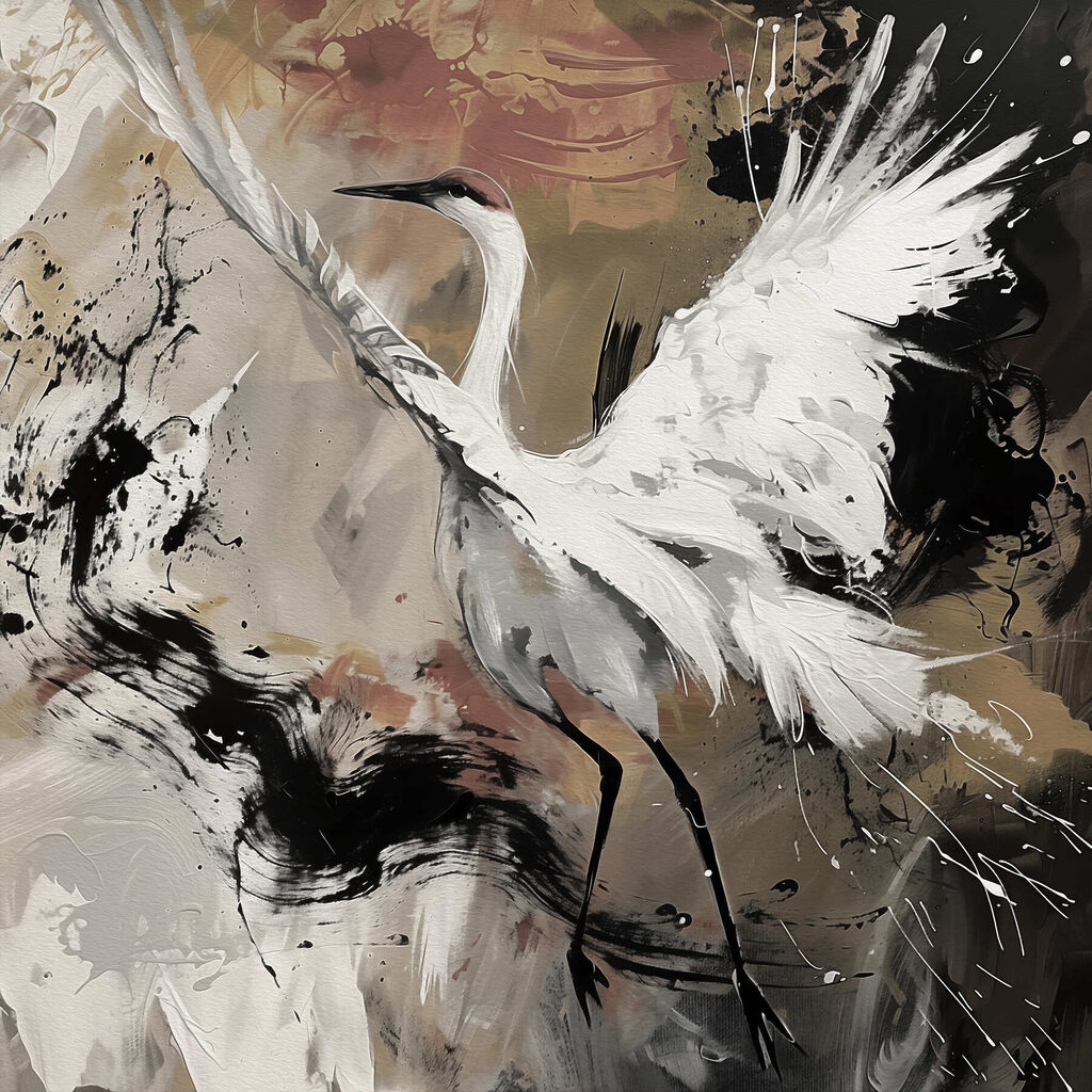 Painting of a white crane